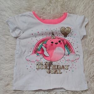 Childrens Place, Pink and White, Birthday Girl, Kids Shirt, Size 4T